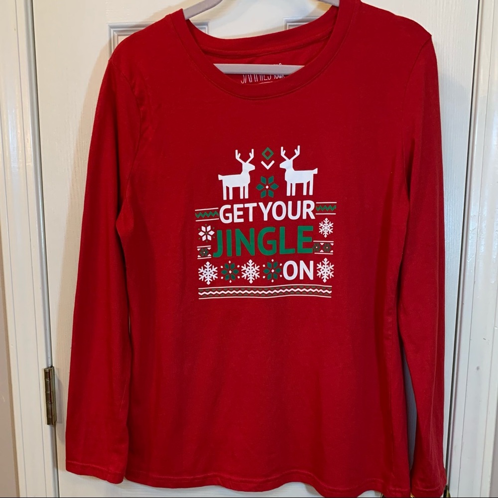 Get Your Jingle On Jammies for Your Families Women’s Med. PJ Top